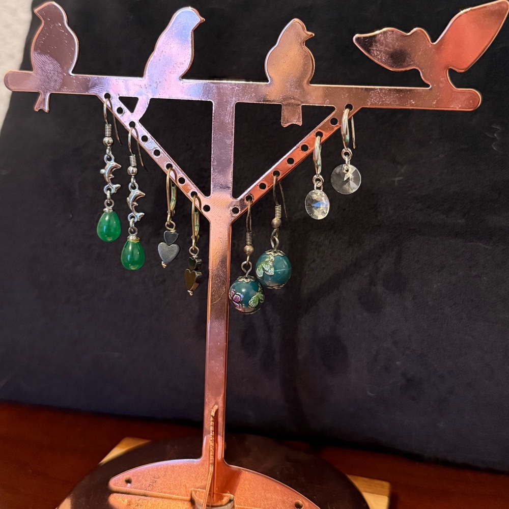 Delicate dangly earrings, set of 4